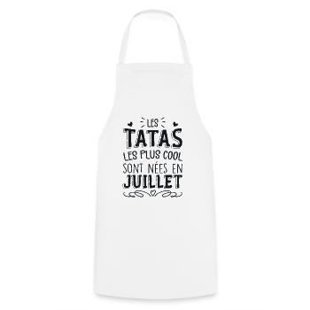 Anniversaire Tante Tata Juillet Cadeau - Tablier de cuisine - blanc - Devant - AI Model Male 185 dark (185cm)