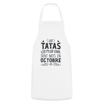 Anniversaire Tante Tata Octobre Cadeau - Tablier de cuisine - blanc - Devant - AI Model Male 185 dark (185cm)