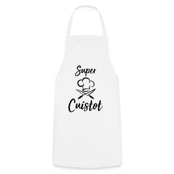 Cuisine super cuistot humour cuisinier cadeau - Tablier de cuisine - blanc - Devant - AI Model Male 185 dark (185cm)