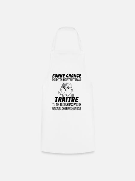 Départ Collègue Travail & Nouvel Emploi - Adieu - Tablier de cuisine - blanc
