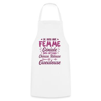 Chieuse Gueuleuse Râleuse Humour Femme Géniale - Tablier de cuisine - blanc - Devant - AI Model Male 185 dark (185cm)