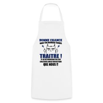 Departure Colleague Coworkers Gift Traitor Cat - Cooking Apron - white - Front - AI Model Male 185 dark (185cm)