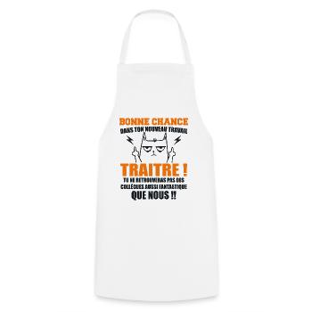Departure Colleague Coworkers Gift Traitor Cat - Cooking Apron - white - Front - AI Model Male 185 dark (185cm)