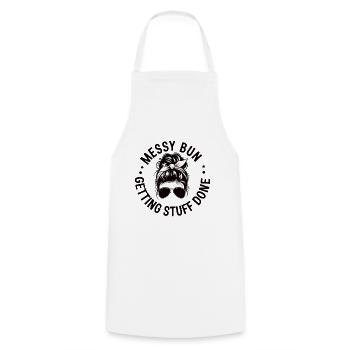 Messy Bun Getting Stuff Done Cleaning Humor - Cooking Apron - white - Front - AI Model Male 185 dark (185cm)