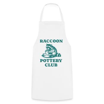 Raccoon Pottery Funny Retro Vintage Clay Design An - Cooking Apron - white - Front - AI Model Male 185 dark (185cm)