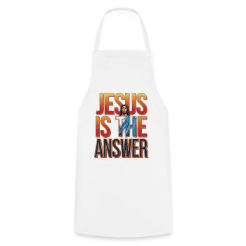 Jésus est la réponse - Jesus ist die Antwort - Tablier de cuisine - blanc - Devant - AI Model Male 185 dark (185cm)