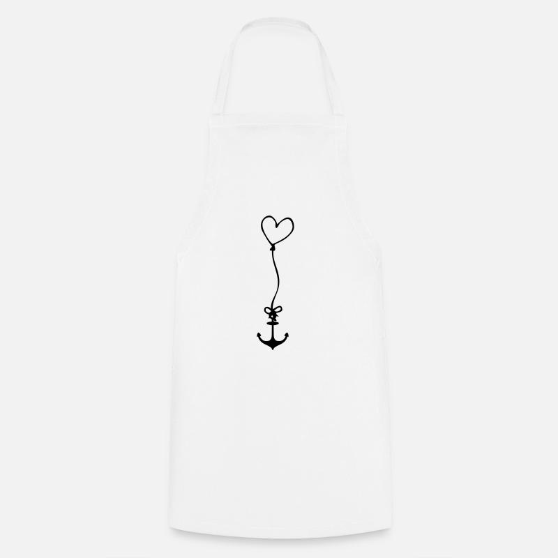 Anchor with heart on rope - Cooking Apron - white
