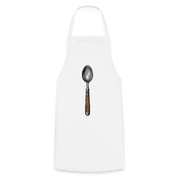 Illustration de cuillères dessinées à la main - Tablier de cuisine - blanc - Devant - AI Model Male 185 dark (185cm)