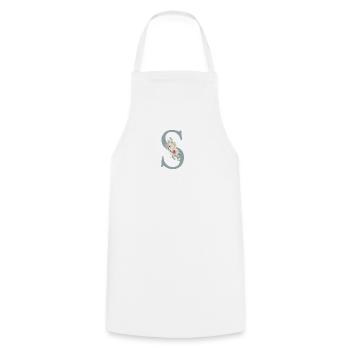S| Monogram | Eucalyptus Pastel Flower Blue - Cooking Apron - white - Front - AI Model Male 185 dark (185cm)