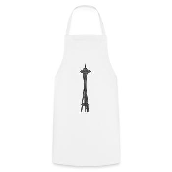 Space Needle in Seattle 2 - Cooking Apron - white - Front - AI Model Male 185 dark (185cm)