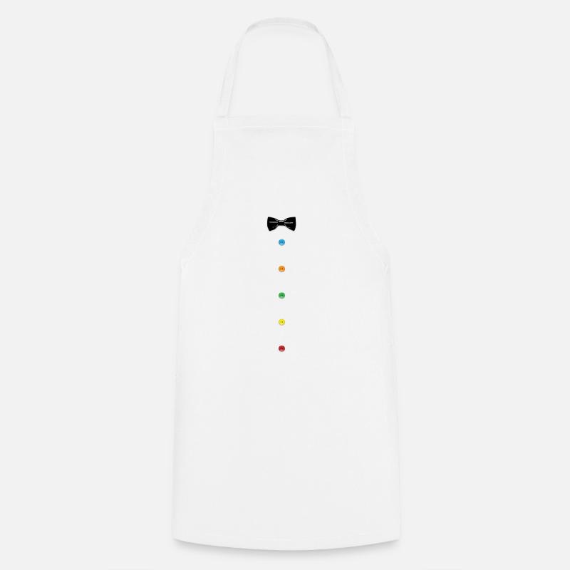 bow tie with vintage button - Cooking Apron - white