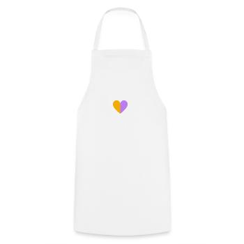 Two-tone heart yellow-lilac - Cooking Apron - white - Front - AI Model Male 185 dark (185cm)