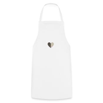 Two-tone heart brown-beige - Cooking Apron - white - Front - AI Model Male 185 dark (185cm)