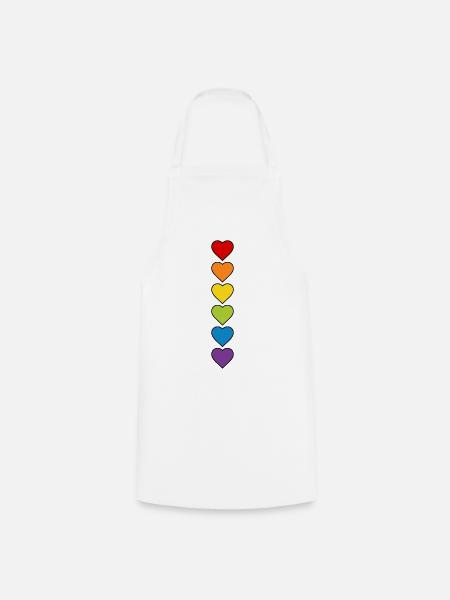 LGBT CSD LGBTQ+ HERZ REGENBOGEN HERZEN PRIDE MONTH - Kochschürze - Weiß