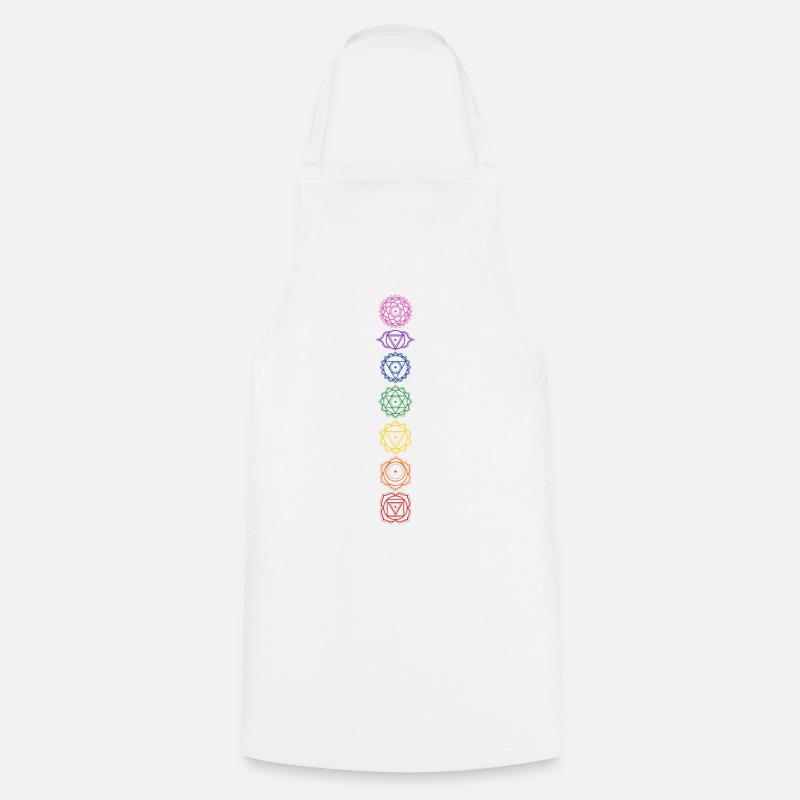7 chakra symbols - colors assignment - Cooking Apron - white