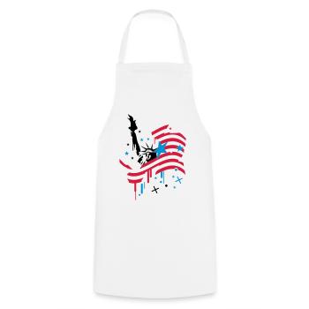 amerikanische Flagge und Freiheitsstatue - Kochschürze - Weiß - Vorne - AI Model Male 185 dark (185cm)