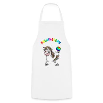 Bowlingcorn - Dabbing Unicorn Bowling - Dab - Cooking Apron - white - Front - AI Model Male 185 dark (185cm)