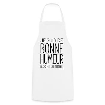 T shirt humour je suis  de bonne humeur  - Tablier de cuisine - blanc - Devant - AI Model Male 185 dark (185cm)