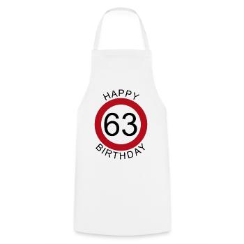 Joyeux anniversaire 63 panneau de signalisation - Tablier de cuisine - blanc - Devant - AI Model Male 185 dark (185cm)