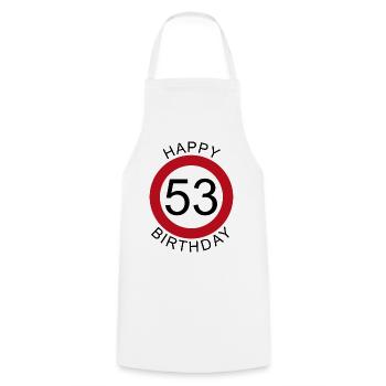 Joyeux anniversaire 53 panneau de signalisation - Tablier de cuisine - blanc - Devant - AI Model Male 185 dark (185cm)