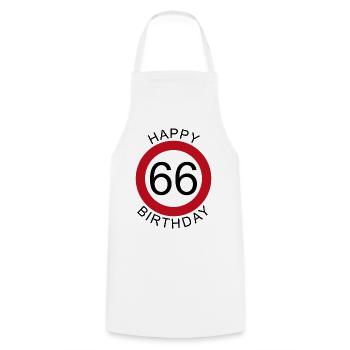 Joyeux anniversaire 66 panneau de signalisation - Tablier de cuisine - blanc - Devant - AI Model Male 185 dark (185cm)