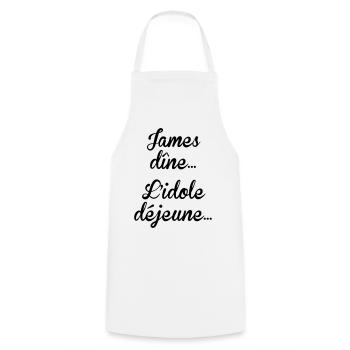 James dîne, l'idole déjeune - Tablier de cuisine - blanc - Devant - AI Model Male 185 dark (185cm)