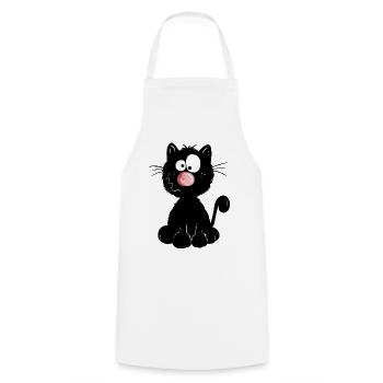 Black Cat - Cooking Apron - white - Front - AI Model Male 185 dark (185cm)
