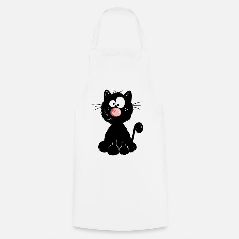 Schwarze Katze - Kochschürze - Weiß