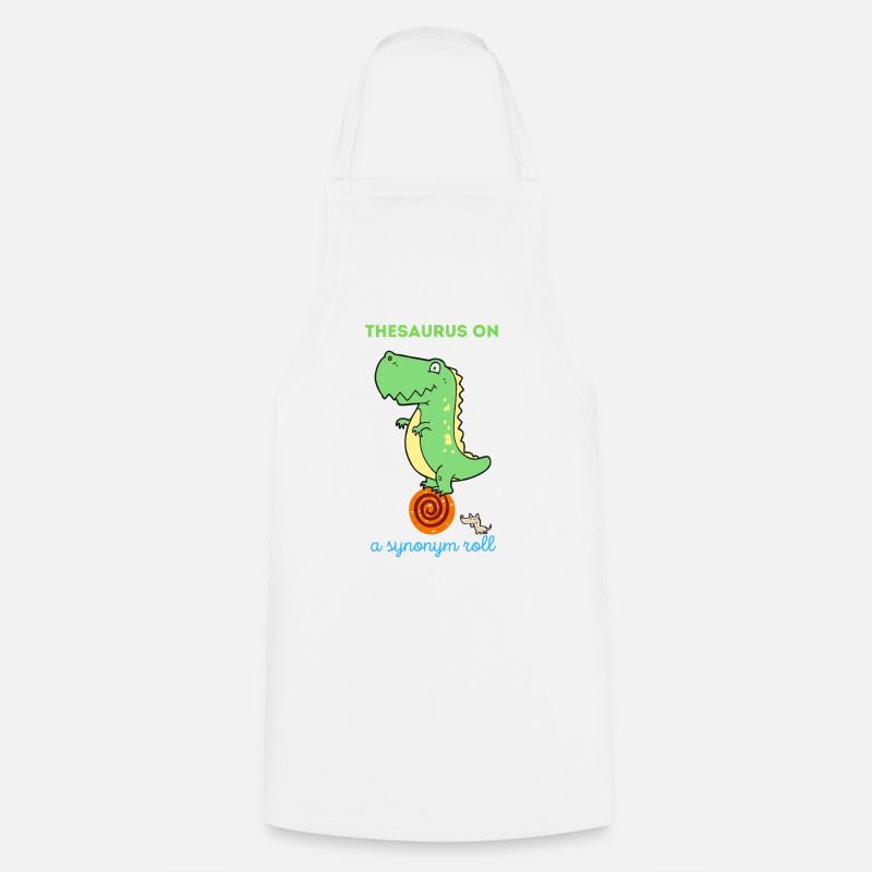 Thesaurus on a synonym roll Dinosaur - Cooking Apron - white