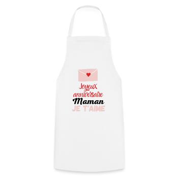 joyeux anniversaire maman je t'aime - Tablier de cuisine - blanc - Devant - AI Model Male 185 dark (185cm)