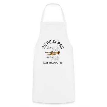 Je Peux Pas J'ai Trompette - Tablier de cuisine - blanc - Devant - AI Model Male 185 dark (185cm)