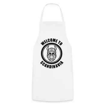 Vikings Logo Welcome to Scandinavia - Tablier de cuisine - blanc - Devant - AI Model Male 185 dark (185cm)