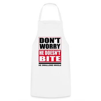Don't worry he doesn't bite dogs funny sayings - Cooking Apron - white - Front - AI Model Male 185 dark (185cm)