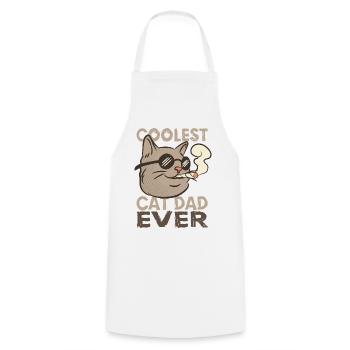 Cat Dad - Cooking Apron - white - Front - AI Model Male 185 dark (185cm)
