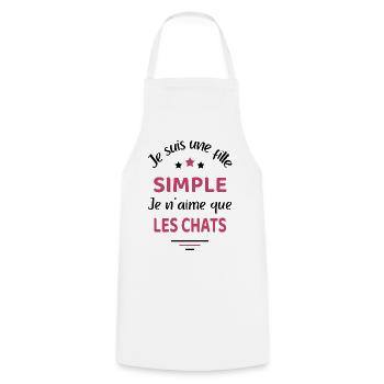 Fille simple chat humour chat - Tablier de cuisine - blanc - Devant - AI Model Male 185 dark (185cm)