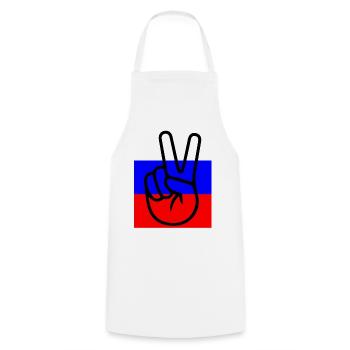 Peace with Russia - Cooking Apron - white - Front - AI Model Male 185 dark (185cm)