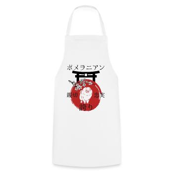 Nain Spitz Japon Kanji Style Chiens Amoureux - Tablier de cuisine - blanc - Devant - AI Model Male 185 dark (185cm)