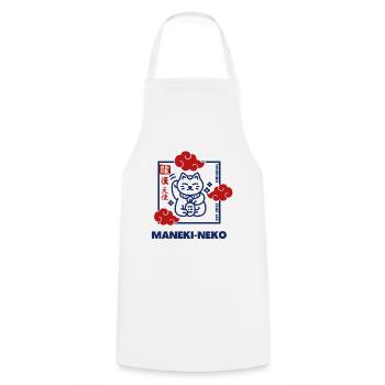 Maneki neko - Tablier de cuisine - blanc - Devant - AI Model Male 185 dark (185cm)