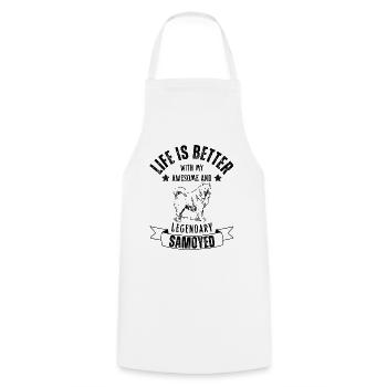 Life is better with Samoyed Dog Retro Vintage - Cooking Apron - white - Front - AI Model Male 185 dark (185cm)