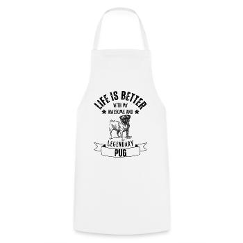 Life is better with Mops Hund Retro Vintage - Kochschürze - Weiß - Vorne - AI Model Male 185 dark (185cm)