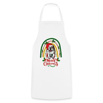 Bouledogue de Noël Kawaii - Tablier de cuisine - blanc - Devant - AI Model Male 185 dark (185cm)