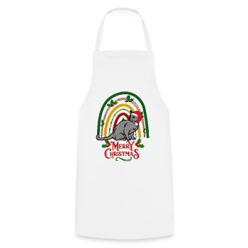 Chat bleu russe Noël - Tablier de cuisine - blanc - Devant - AI Model Male 185 dark (185cm)