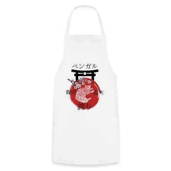 Bengal Cat Japan Kanji Style pour les amoureux des chats - Tablier de cuisine - blanc - Devant - AI Model Male 185 dark (185cm)