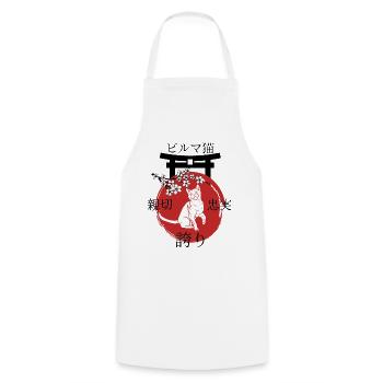 Burma Cat Japon Kanji Style - Tablier de cuisine - blanc - Devant - AI Model Male 185 dark (185cm)