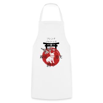 French Bulldog Japan Kanji Style - Cooking Apron - white - Front - AI Model Male 185 dark (185cm)