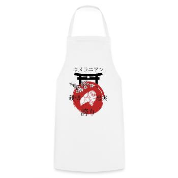 Nain Spitz Japon Kanji Style Chiens Amoureux - Tablier de cuisine - blanc - Devant - AI Model Male 185 dark (185cm)