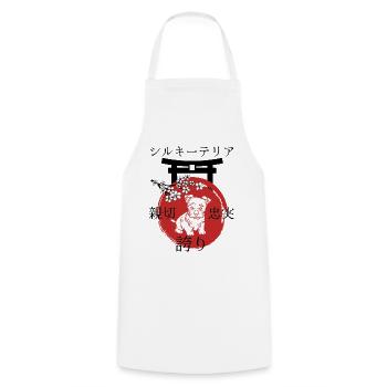 Silky terrier japonais style Kanji pour les amoureux des chiens - Tablier de cuisine - blanc - Devant - AI Model Male 185 dark (185cm)