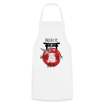 Akita Japon Kanji - Tablier de cuisine - blanc - Devant - AI Model Male 185 dark (185cm)