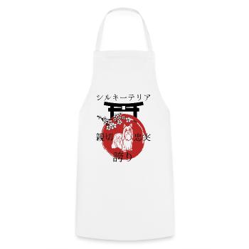 Silky terrier japonais style Kanji pour les amoureux des chiens - Tablier de cuisine - blanc - Devant - AI Model Male 185 dark (185cm)
