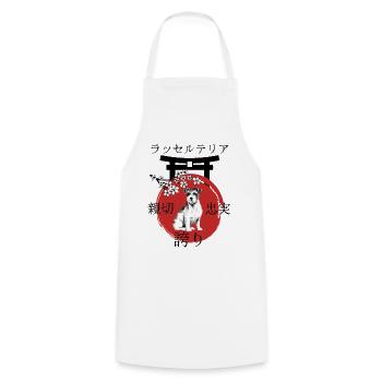 Russell Terrier Japan Kanji Style pour les amoureux des chiens - Tablier de cuisine - blanc - Devant - AI Model Male 185 dark (185cm)